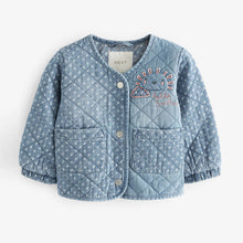 Load image into Gallery viewer, Mid Blue Denim Quilted Character Jacket (3mths-5-6yrs)