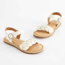 Load image into Gallery viewer, White Leather Plaited Sandals