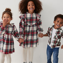 Load image into Gallery viewer, Cream/Red Tartan Ruffle Check Dress (3-12yrs)