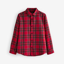 Load image into Gallery viewer, Red Tartan 100% Cotton Long Sleeve Check Shirt (3-12yrs)