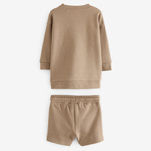 Load image into Gallery viewer, Tan Brown Mickey 100% Cotton Sweatshirt and Shorts Set
