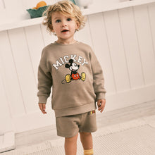 Load image into Gallery viewer, Tan Brown Mickey 100% Cotton Sweatshirt and Shorts Set