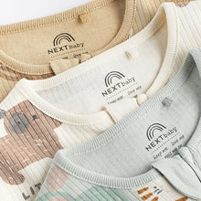 Load image into Gallery viewer, Green/Neutral Baby Cotton Sleepsuits 3 Pack (0mths-1.5-2yrs)