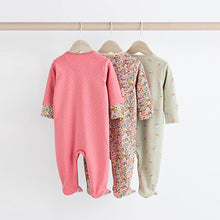 Load image into Gallery viewer, Multi Ladybird Baby Character Zip 100% Cotton Sleepsuits 3 Pack (0mths-18mths)