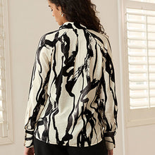 Load image into Gallery viewer, Monochrome Abstract Print Button Through Shirt With Hardwear Buttons