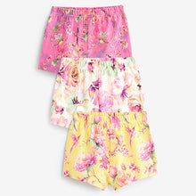 Load image into Gallery viewer, Pink/ Yellow Floral 3 Pack Short 100% Cotton Pyjamas