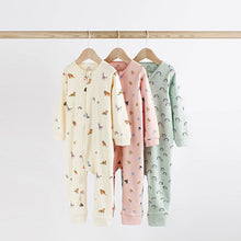 Load image into Gallery viewer, Multi Character Baby Footless Zip 100% Cotton Sleepsuits 3 Pack (0mths-18mt)