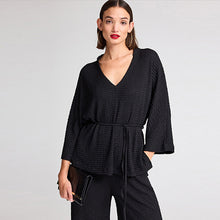 Load image into Gallery viewer, Black Long Sleeve Textured Tunic