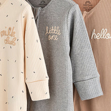 Load image into Gallery viewer, Neutral Milk Club Baby Two Way Zip 100% Cotton Sleepsuits 3 Pack (0mths-2yrs)