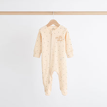Load image into Gallery viewer, Neutral Milk Club Baby Two Way Zip 100% Cotton Sleepsuits 3 Pack (0mths-2yrs)