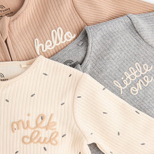 Load image into Gallery viewer, Neutral Milk Club Baby Two Way Zip 100% Cotton Sleepsuits 3 Pack (0mths-2yrs)