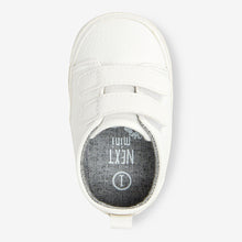 Load image into Gallery viewer, White Baby Two Strap Pram Shoes (0-18mths)