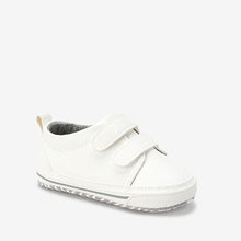 Load image into Gallery viewer, White Baby Two Strap Pram Shoes (0-18mths)