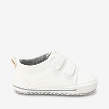Load image into Gallery viewer, White Baby Two Strap Pram Shoes (0-18mths)