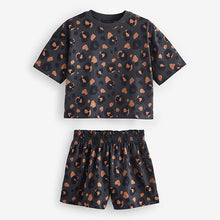 Load image into Gallery viewer, Brown/Cream Short 100% Cotton Pyjamas 3 Pack