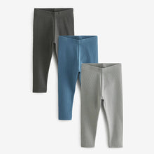 Load image into Gallery viewer, Blue/Charcoal Leggings 3 Pack (3mths-6yrs)