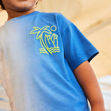 Load image into Gallery viewer, Blue/White Back Print 100% Cotton Short Sleeve T-Shirt