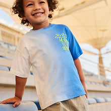 Load image into Gallery viewer, Blue/White Back Print 100% Cotton Short Sleeve T-Shirt