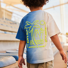 Load image into Gallery viewer, Blue/White Back Print 100% Cotton Short Sleeve T-Shirt