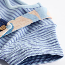 Load image into Gallery viewer, Blue/Neutral Dino Baby Jersey Dungarees and Bodysuit Set