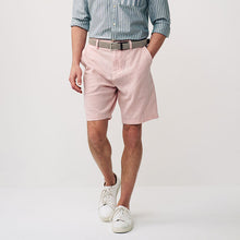 Load image into Gallery viewer, Pink Linen Cotton Chino Shorts with Belt Included
