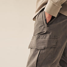 Load image into Gallery viewer, Mushroom Brown Regular Tapered Fit Stretch Utility Cargo Trousers