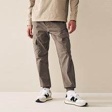 Load image into Gallery viewer, Mushroom Brown Regular Tapered Fit Stretch Utility Cargo Trousers