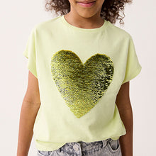 Load image into Gallery viewer, Lime Green Heart Sequin T-Shirt