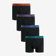 Load image into Gallery viewer, Black Rich Marl Waistband 4 pack A-Front Cotton Rich Boxers
