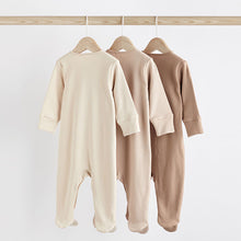 Load image into Gallery viewer, Oatmeal Baby 100% Cotton Sleepsuits 3 Pack