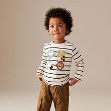 Load image into Gallery viewer, Ecru Stripe Long Sleeve Character T-Shirt (3mths-6yrs)