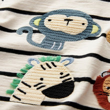 Load image into Gallery viewer, Ecru Stripe Long Sleeve Character T-Shirt (3mths-6yrs)