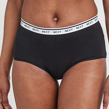 Load image into Gallery viewer, White/Black/Grey Midi Cotton Rich Logo Knickers 4 Pack