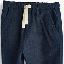 Load image into Gallery viewer, Navy Linen Blend Pull-On Trousers