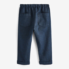Load image into Gallery viewer, Navy Linen Blend Pull-On Trousers