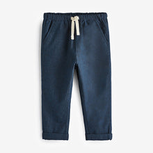 Load image into Gallery viewer, Navy Linen Blend Pull-On Trousers