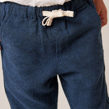Load image into Gallery viewer, Navy Linen Blend Pull-On Trousers