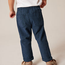 Load image into Gallery viewer, Navy Linen Blend Pull-On Trousers