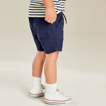 Load image into Gallery viewer, Navy Blue 100% Cotton Pull On Shorts