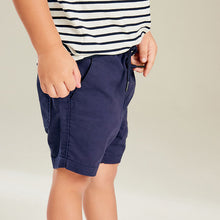 Load image into Gallery viewer, Navy Blue 100% Cotton Pull On Shorts