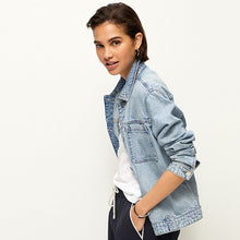 Load image into Gallery viewer, Mid Blue 100% Cotton Patch Pocket Denim Jacket