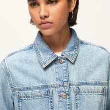 Load image into Gallery viewer, Mid Blue 100% Cotton Patch Pocket Denim Jacket
