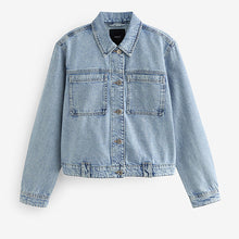 Load image into Gallery viewer, Mid Blue 100% Cotton Patch Pocket Denim Jacket