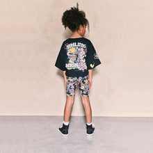 Load image into Gallery viewer, Black Graffiti T-Shirt And Cycling Shorts Set