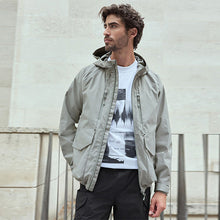 Load image into Gallery viewer, Grey Zip Through Hooded Waterproof Jacket