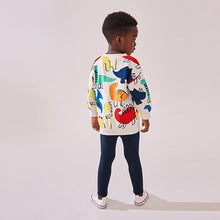 Load image into Gallery viewer, Rainbow Dinosaur Long Sleeve 100% Cotton Top and Leggings Set