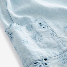 Load image into Gallery viewer, Denim Broderie Playsuit (3mths-5-6yrs)