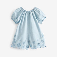 Load image into Gallery viewer, Denim Broderie Playsuit (3mths-5-6yrs)