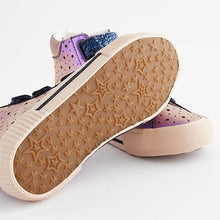 Load image into Gallery viewer, Purple Glitter Touch Fastening High Top Trainers (Older Girls)