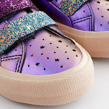 Load image into Gallery viewer, Purple Glitter Touch Fastening High Top Trainers (Older Girls)